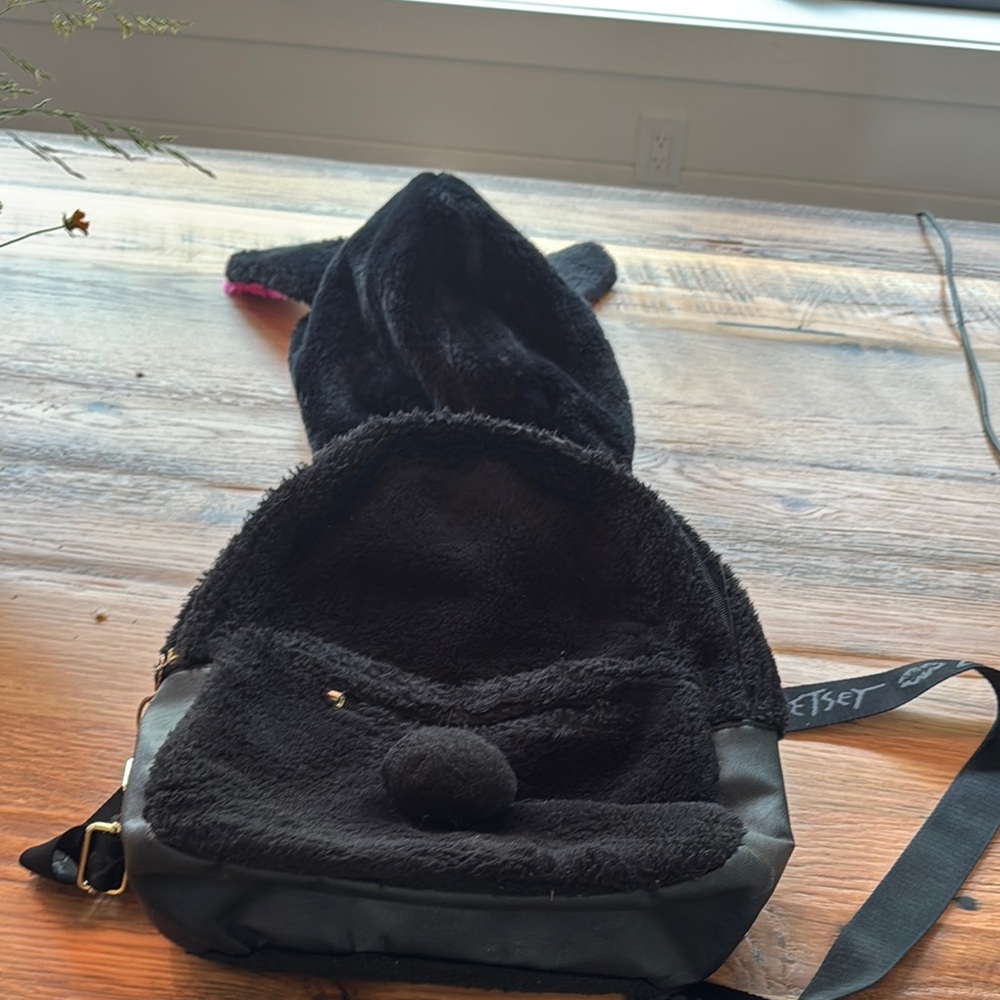 Black Fuzzy Backpack